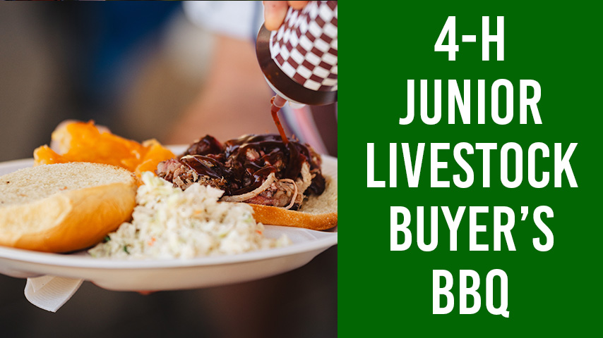 A plate of barbeque and the fixings introduce the 4-H Junior Livestock Buyer's BBQ.