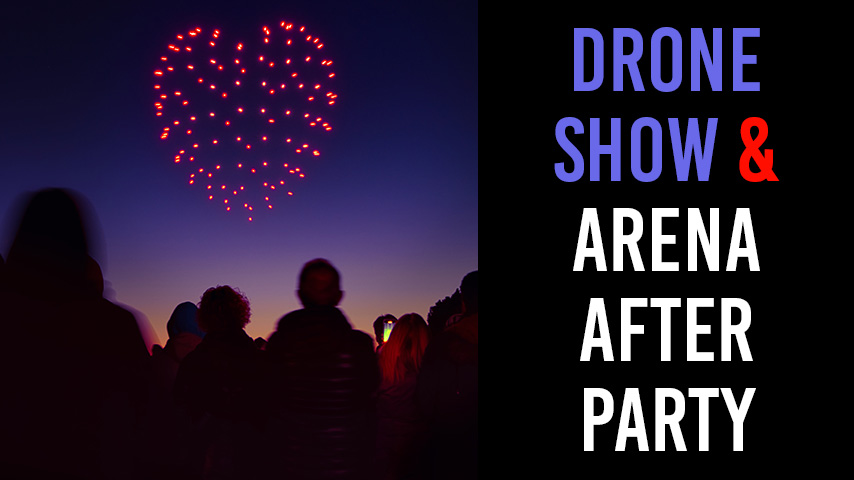 Join the fun at the free after rodeo drone show and arena party!